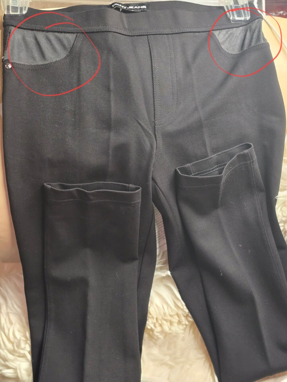 DKNY Jeans Women Black Pull-on Straight Leg Stretch Jeans XS (Trim Flaw/Photos)